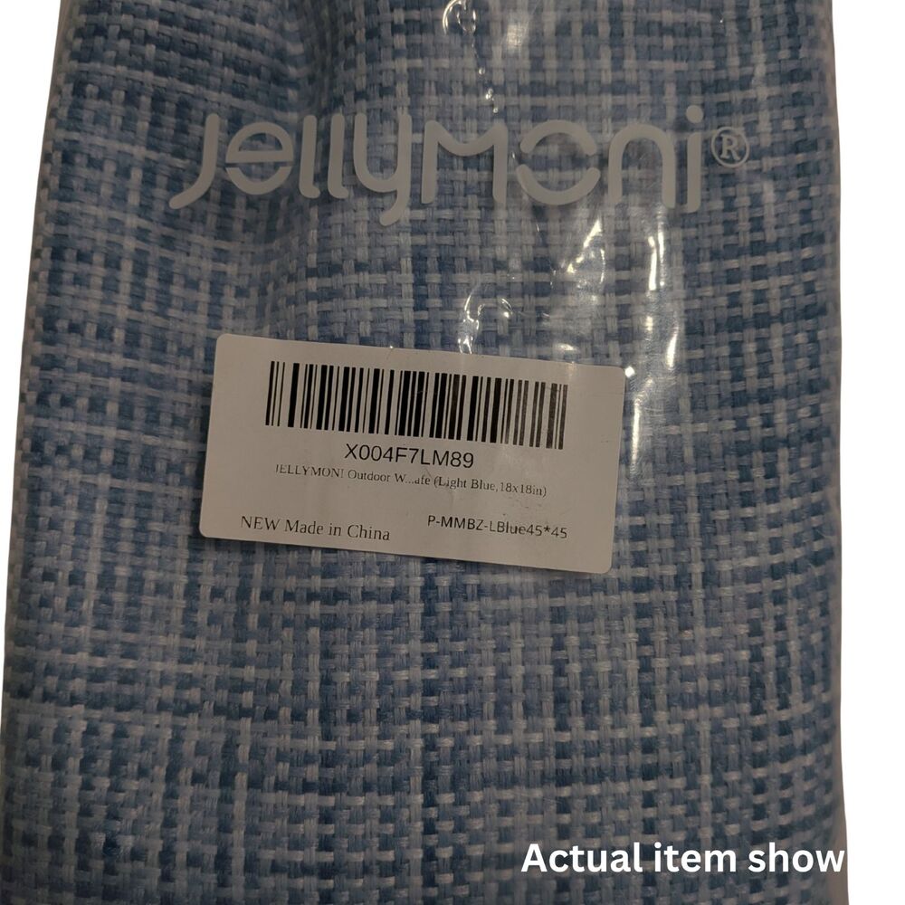 🌊 JELLYMONI Outdoor Waterproof Pillow Covers 2pk Light Blue Farmhouse 18x18 - Picture 4 of 8